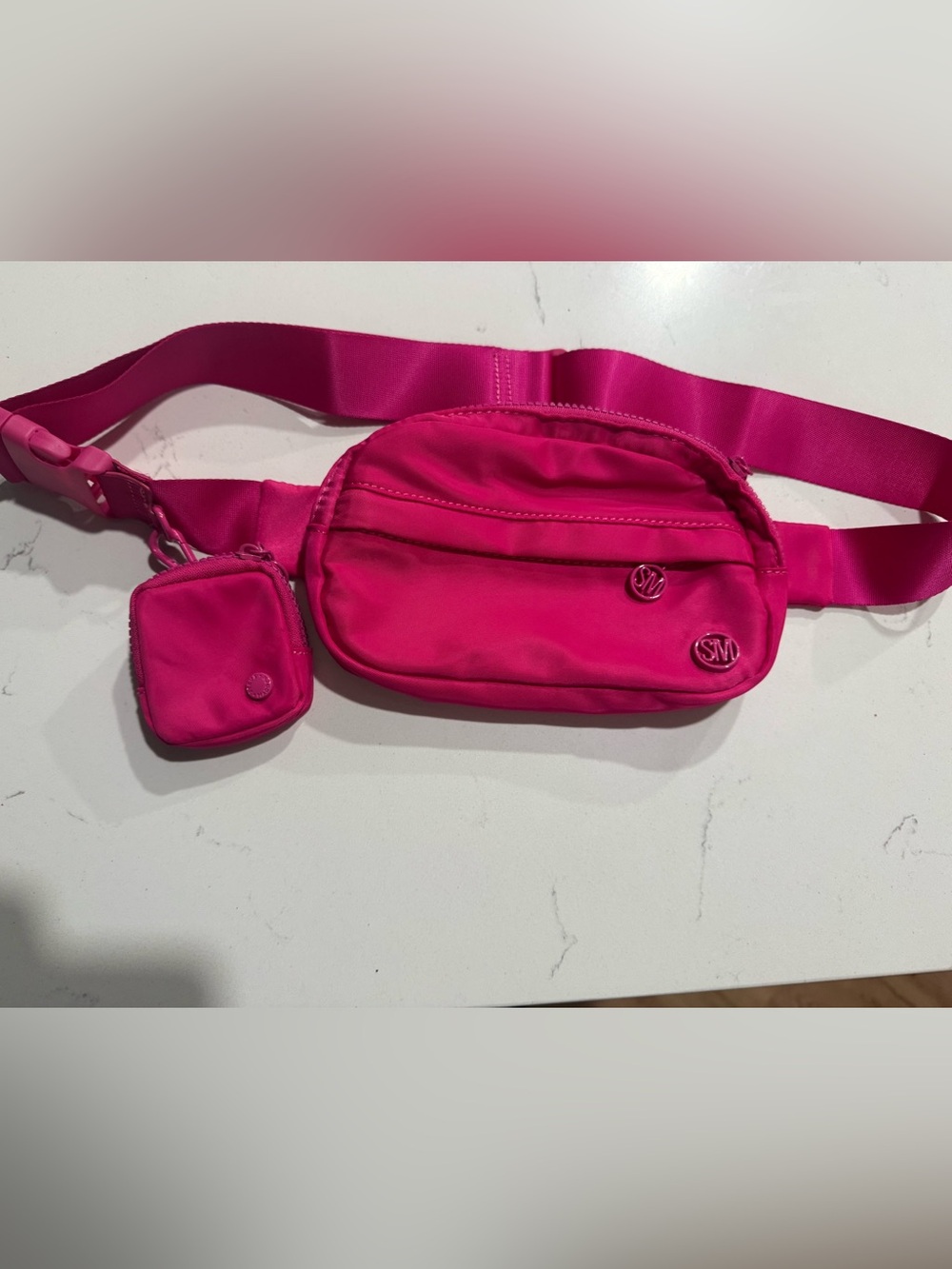 Steve Madden Hot Pink Crossbody Belt Bag with Removable Coin Pouch